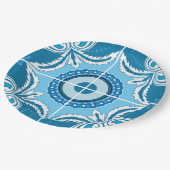 💙 🤍 Blaue und weiße Porto Azulejos, Pappteller (Schrägansicht)