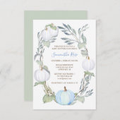 Blaue und weiße PUMPKIN Grüne BABY Dusche laden ei Einladung (Vorne/Hinten)