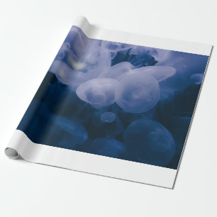 BLAUE UND WEISSE QUALLE IM WASSER GESCHENKPAPIER