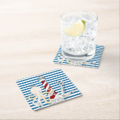 Blaue und weiße rechteckiger pappuntersetzer (Vor Ort)