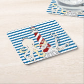 Blaue und weiße rechteckiger pappuntersetzer (angewinkelt)