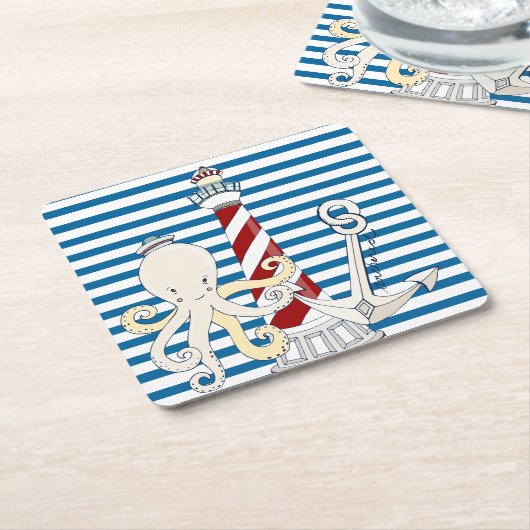 Blaue und weiße rechteckiger pappuntersetzer (angewinkelt)