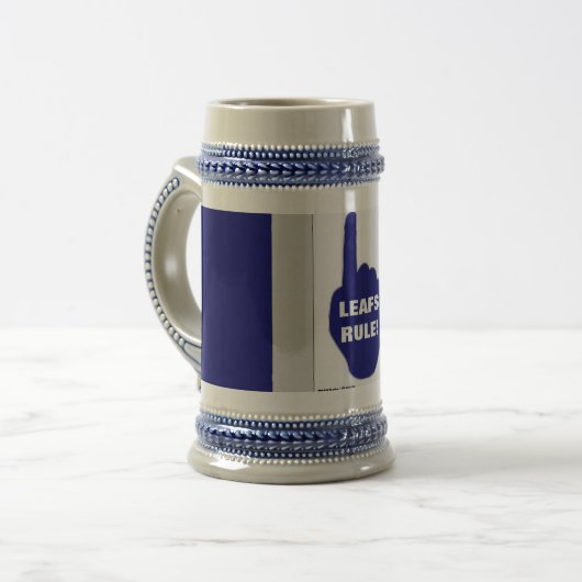 BLAUE UND WEISSE REGEL BIERGLAS (Vorderseite Links)