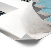 Blaue und weiße Reise Santorini Kirche Oia Poster (Ecke)