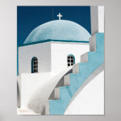 Blaue und weiße Reise Santorini Kirche Oia Poster (Vorne)