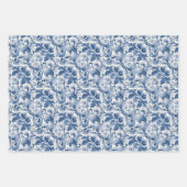 Blaue und weiße Renaissance Acanthus Damask Geschenkpapier Set (Vorderseite 3)