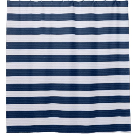 Blaue und weiße Ribbed Streifen Duschvorhang (Vorderseite)