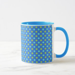 Blaue und weiße Ringer-Tasse, Blue Moons Polka Dot Tasse