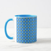 Blaue und weiße Ringer-Tasse, Blue Moons Polka Dot Tasse (Links)