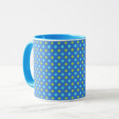 Blaue und weiße Ringer-Tasse, Blue Moons Polka Dot Tasse (Vorderseite Links)