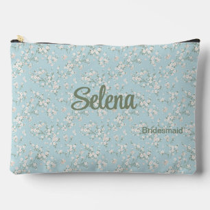 Blaue und weiße romantische Blumenübergabe Zubehörtasche