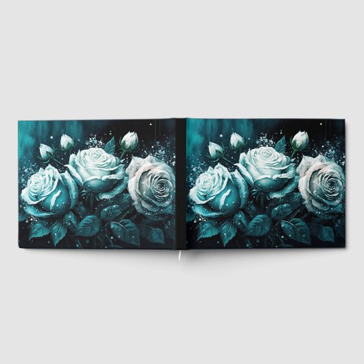 Blaue und weiße Rosen Gästebuch (Voll)