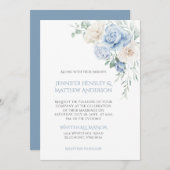 Blaue und weiße Rosen, Hochzeitseinladung von Peon Einladung (Vorne/Hinten)