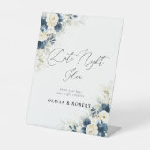 Blaue und weiße Rosen Morgennacht Unterschreiben Sockelschild (Vorderseite)