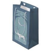 Blaue und weiße Rotwild in der Waldceltic-Kunst Kleine Geschenktüte (Vorderseite Schrägansicht)