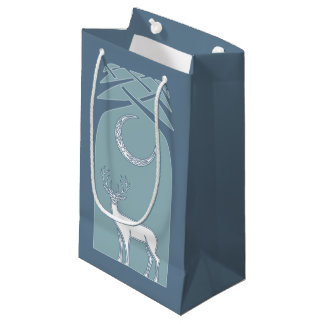 Blaue und weiße Rotwild in der Waldceltic-Kunst Kleine Geschenktüte