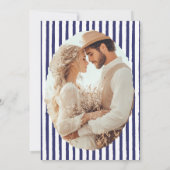 Blaue und weiße Rustikale Hochzeit Save The Date (Rückseite)