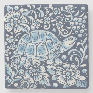 Blaue und weiße Schildkröten-Wald Steinuntersetzer