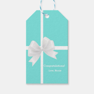 Blaue und weiße Schleife Hochzeit Brautgeschenk-An Geschenkanhänger