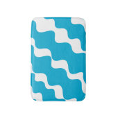 Blaue und weiße Schleuderwellen Badematte (Vorderseite Vertikal)