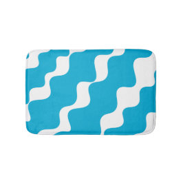 Blaue und weiße Schleuderwellen Badematte