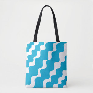 Blaue und weiße Schleuderwellen Tasche