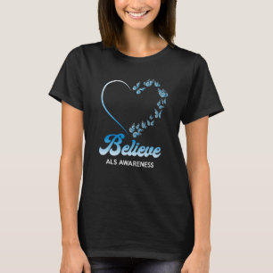 Blaue und weiße Schmetterlinge Herz glauben ALS Aw T-Shirt