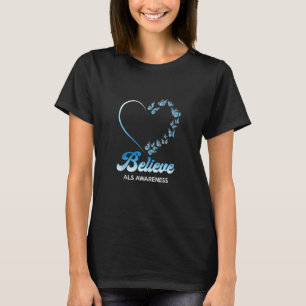 Blaue und weiße Schmetterlinge Herz glauben als Aw T-Shirt
