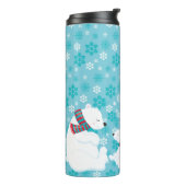 BLAUE UND WEISSE SCHNEEBEREICHE MIT ÄHNLICHER BÄRE THERMOSBECHER (Nach links gedreht)