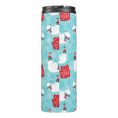 BLAUE UND WEISSE SCHNEEBEREICHE MIT ÄHNLICHER BÄRE THERMOSBECHER (Rückseite)