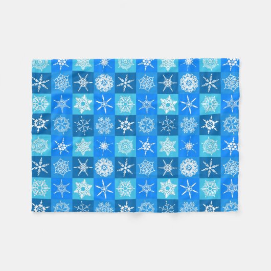 Blaue und weiße Schneeflocke-Fleece-Decke Fleecedecke (Vorderseite (Horizontal))