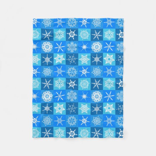 Blaue und weiße Schneeflocke-Fleece-Decke Fleecedecke (Vorderseite)