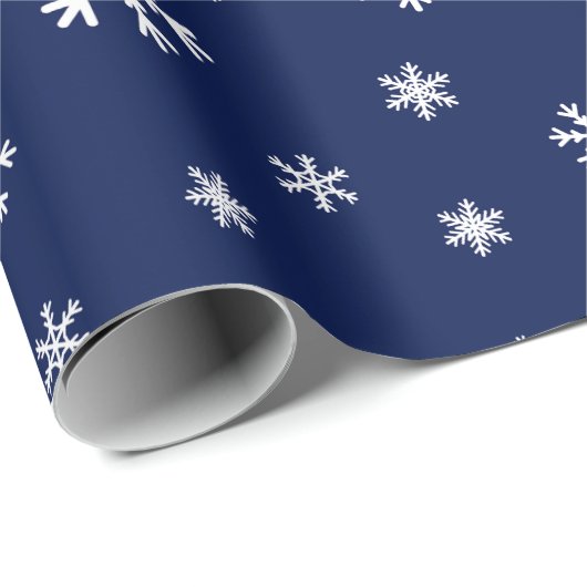 Blaue und weiße Schneeflocke Geschenkpapier (Rolleneckpunkt)