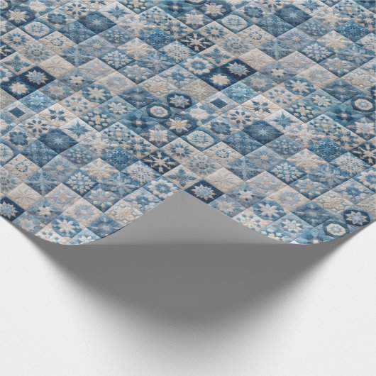 Blaue und weiße Schneeflocke Geschenkpapier (Ecke)