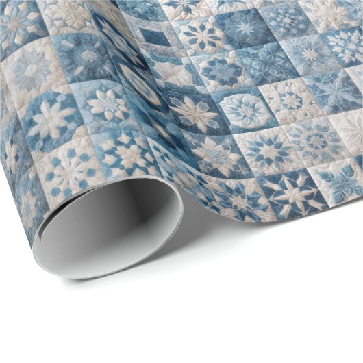 Blaue und weiße Schneeflocke Geschenkpapier (Rolleneckpunkt)
