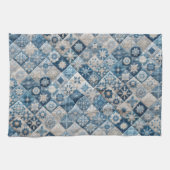 Blaue und weiße Schneeflocke Geschirrtuch (Horizontal)