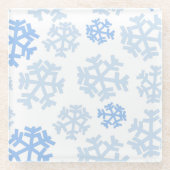 Blaue und weiße Schneeflocke Glasuntersetzer (Vorderseite)