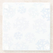Blaue und weiße Schneeflocke Glasuntersetzer (Rückseite)