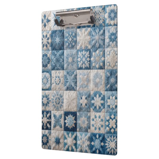 Blaue und weiße Schneeflocke Klemmbrett (Links)