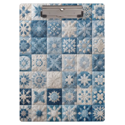 Blaue und weiße Schneeflocke Klemmbrett (Vorderseite)