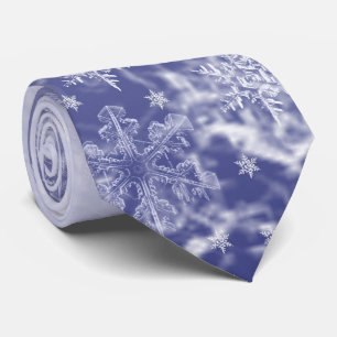 Blaue und weiße Schneeflocke Krawatte Männer