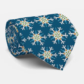Blaue und weiße Schneeflocke Mandala mit Gold & Gr Krawatte (Gerollt)