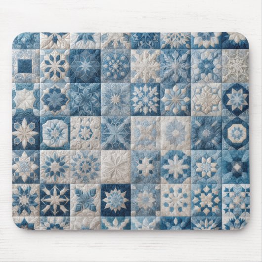Blaue und weiße Schneeflocke Mousepad (Vorne)
