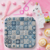 Blaue und weiße Schneeflocke Pappteller (Party)