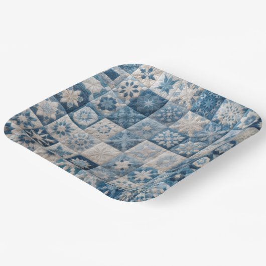 Blaue und weiße Schneeflocke Pappteller (Gewinkelt)