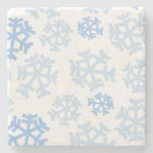 Blaue und weiße Schneeflocke Steinuntersetzer (Vorderseite)