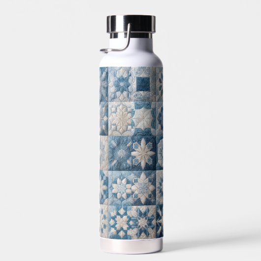 Blaue und weiße Schneeflocke Trinkflasche (Rechts)