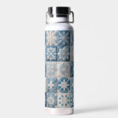 Blaue und weiße Schneeflocke Trinkflasche (Rückseite)