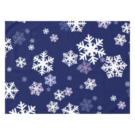 Blaue und weiße Schneeflocken auf dunkelblauem Bod Tischdecke (Vorderseite (Horizontal))