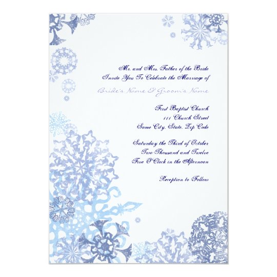 Blaue und weiße Schneeflocken, die Einladung 3 Zazzle